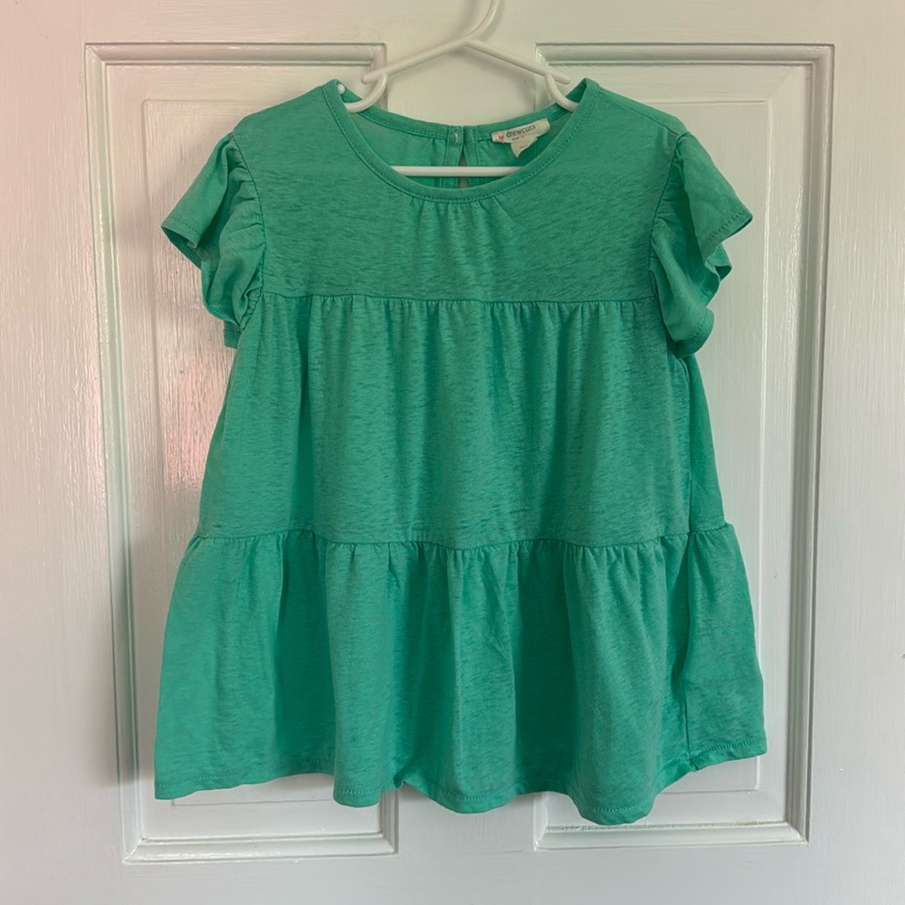 J. Crew Crewcuts Girls Flutter Sleeve Tee Turquoise